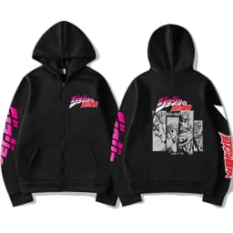 JoJo Bizarre Adventure Zip Up Hoodie Japanese Anime Funny Zipper Sweatshirt Manga Harajuku Cartoon Hip Hop Clothes Unisex Hooded