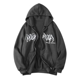 Jacket Zip Up Hoodies Hip Hop Sweatshirt Vintage Goth Print Hooded Jacket Street Fashion Unisex Drawstring Autumn Fleece Hoodie