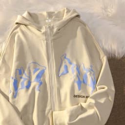 Jacket Zip Up Hoodies Hip Hop Sweatshirt Vintage Goth Print Hooded Jacket Street Fashion Unisex Drawstring Autumn Fleece Hoodie