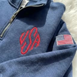 Mens Sweatshirt Harajuku Y2K Navy Blue Quarter Zip Pullover USA Embroidered Flag Patch Vintage Streetwear Jacket Casual Unisex
