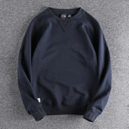 1561# Spring Autumn New 360g American Retro Solid Color Sweatshirts Men's Simple 100% Cotton Washed Pullover Casual Sportwear