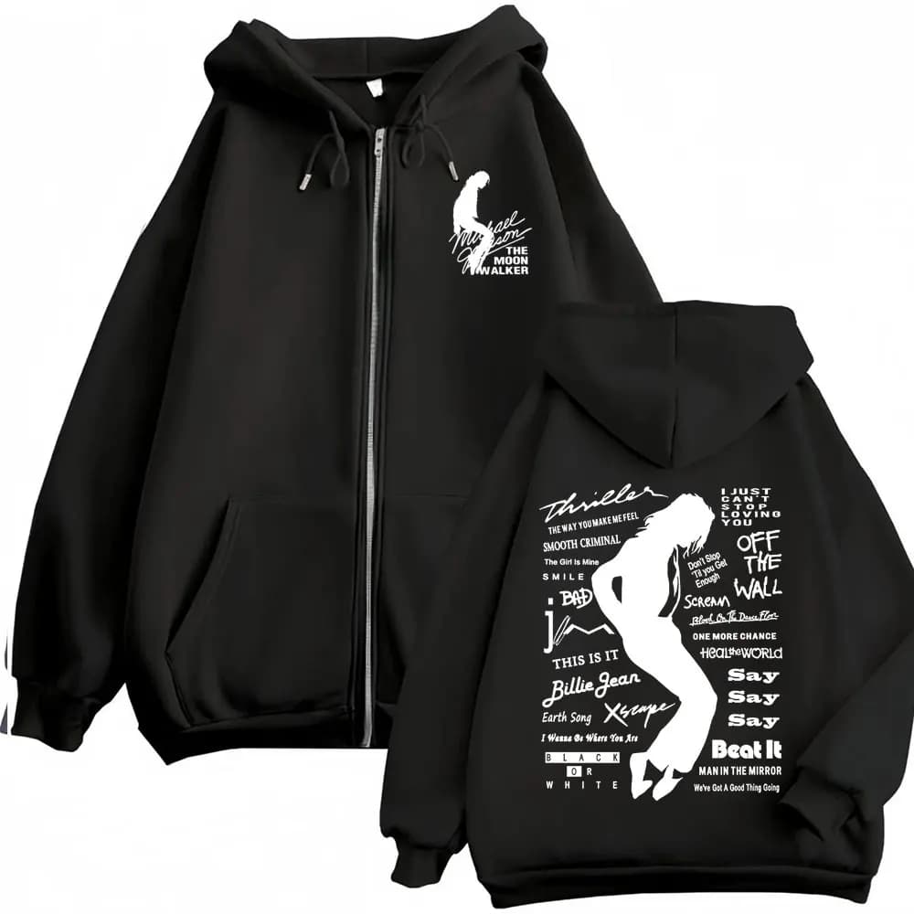 Michael Jackson King of Pop Zipper Hoodies Men Women Harajuku Streetwear Jacket Sweatshirts Casual Fleece Zip Up Pullovers Coats