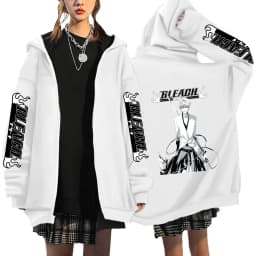 Japan Anime Bleach Kurosaki Ichigo Printed Hooded Men Women Zip Up Hoodies Casual Loose Sweatshirt Harajuku Unisex Zipper Jacket