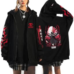 Japan Anime Bleach Kurosaki Ichigo Printed Hooded Men Women Zip Up Hoodies Casual Loose Sweatshirt Harajuku Unisex Zipper Jacket