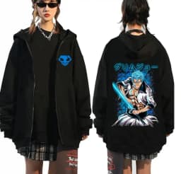 Japan Anime Bleach Kurosaki Ichigo Printed Hooded Men Women Zip Up Hoodies Casual Loose Sweatshirt Harajuku Unisex Zipper Jacket