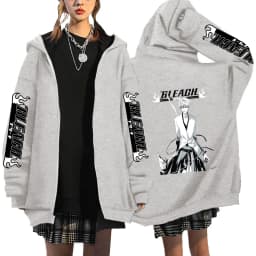 Japan Anime Bleach Kurosaki Ichigo Printed Hooded Men Women Zip Up Hoodies Casual Loose Sweatshirt Harajuku Unisex Zipper Jacket