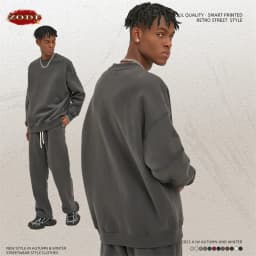 ZODF New 2025 Winter 350gsm Fleece Sweatshirts For Men Unisex Casual Loose Basic Solid O-Neck Thick Warm Pullovers HY0635
