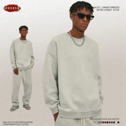 ZODF New 2025 Winter 350gsm Fleece Sweatshirts For Men Unisex Casual Loose Basic Solid O-Neck Thick Warm Pullovers HY0635