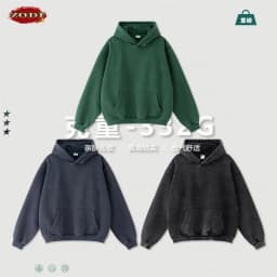 ZODF Retro Men's Winter Washed Fleece Hoodies Unisex Loose 360gsm Warm Knitted Hooded Pullovers Streetwears HY0887