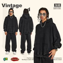 ZODF Retro Men's Winter Washed Fleece Hoodies Unisex Loose 360gsm Warm Knitted Hooded Pullovers Streetwears HY0887