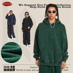 ZODF Retro Men's Winter Washed Fleece Hoodies Unisex Loose 360gsm Warm Knitted Hooded Pullovers Streetwears HY0887