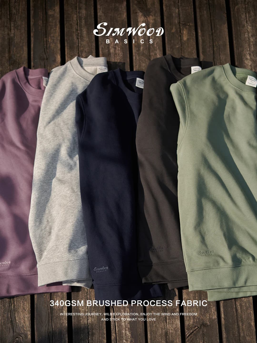 SIMWOOD 2025 Autumn Winter New Oversize 340gsm Warm Brushed Process Sweatshirts Men Embroidery Basic Running Pullover Tops Men