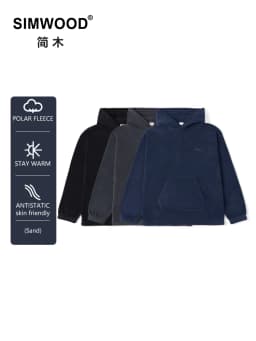 SIMWOOD 2026 Autumn Winter New Oversize Comfortable Polar Fleece Hoodies Men Warm Logo Embroidery High Quality Sweatshirts
