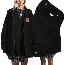 Autumn Fleece Long Sleeve Zipper Sweatshirts Harajuku Streetwear Hoodies Shield Print Loose Casual Zip Up Jacket Y2k Clothes