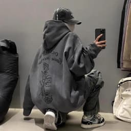 Heavyweight Suede Hoodie Sweatshirt Unisex Autumn Winter American Retro Fleece Lined Loose Top Trendy Brand Couple Jacket