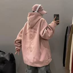 Heavyweight Suede Hoodie Sweatshirt Unisex Autumn Winter American Retro Fleece Lined Loose Top Trendy Brand Couple Jacket