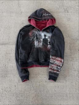 Unisex Y2K Heavyweight Hoodie Double-Sided Print Dark Grunge Harajuku Streetwear Personalized Design for Niche Market