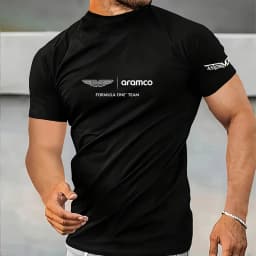 Aston Martin F1 summer new mock neck short-sleeve T-shirt, quick-drying sport top for fitness, running and body shaping