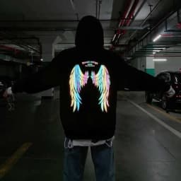Reflective Male Hoodie Hip Hop Overfit New in No Brand Y2k Vintage Novelty and Simple 90s Tops Fleeced Men's Hooded Sweatshirt