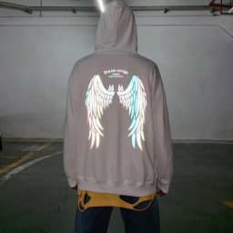 Reflective Male Hoodie Hip Hop Overfit New in No Brand Y2k Vintage Novelty and Simple 90s Tops Fleeced Men's Hooded Sweatshirt