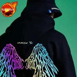 Reflective Male Hoodie Hip Hop Overfit New in No Brand Y2k Vintage Novelty and Simple 90s Tops Fleeced Men's Hooded Sweatshirt