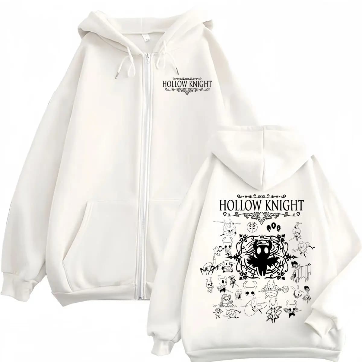 Hot Game Hollow Knight Merch Zipper Hoodie Men Women Fashion Vintage Hooded Sweatshirts High Quality Fleece Oversized Pullovers