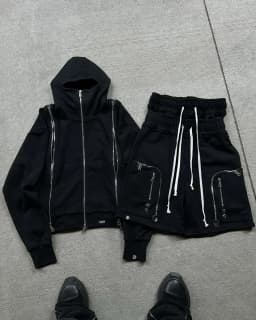 Man Set American Style Suit Zipper Cardigan Hoodie Casual Sports High Street Hip Hop Streetwear American Style Unisex Multi Zip