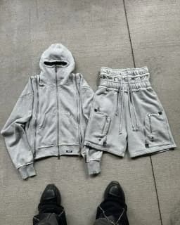 Man Set American Style Suit Zipper Cardigan Hoodie Casual Sports High Street Hip Hop Streetwear American Style Unisex Multi Zip