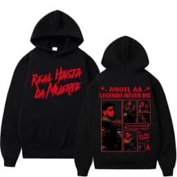 Rapper Anuel AA Real Hasta La Muerte Hoodies Men Women Hip Hop Retro Style Sweatshirt Pullover Harajuku Fashion Oversized Hooded