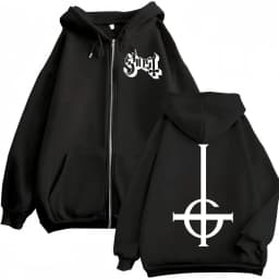 Hot Sale Ghost Rock Band Logo Zipper Hoodie Men's Women's High Quality Fashion Zip Up Sweatshirts Casual Loose Fleece Pullovers