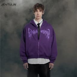 Y2K Retro Zip up Hoodie Men Ghost Wheel Pattern Zipper Sweatshirt High Street Hip Hop Streetwear Oversized Unisex MZLFF Hoodies