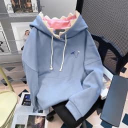Korean Hip Hop Hoody Chic Shark Hooded Sweatshirt Men Women in Spring Autumn Cute Sweet Girly Solid Color Fashion Jacket Preppy