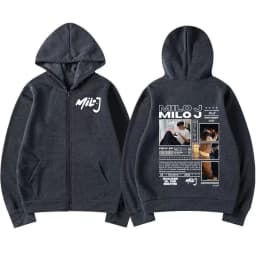 Rapper Milo J 111 Album Merch Zipper Hoodies Men's Women Clothing Vintage Hip Hop Zip Up Hooded Sweatshirts Casual Loose Jackets