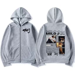 Rapper Milo J 111 Album Merch Zipper Hoodies Men's Women Clothing Vintage Hip Hop Zip Up Hooded Sweatshirts Casual Loose Jackets