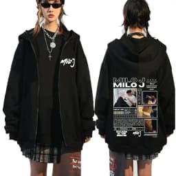 Rapper Milo J 111 Album Merch Zipper Hoodies Men's Women Clothing Vintage Hip Hop Zip Up Hooded Sweatshirts Casual Loose Jackets
