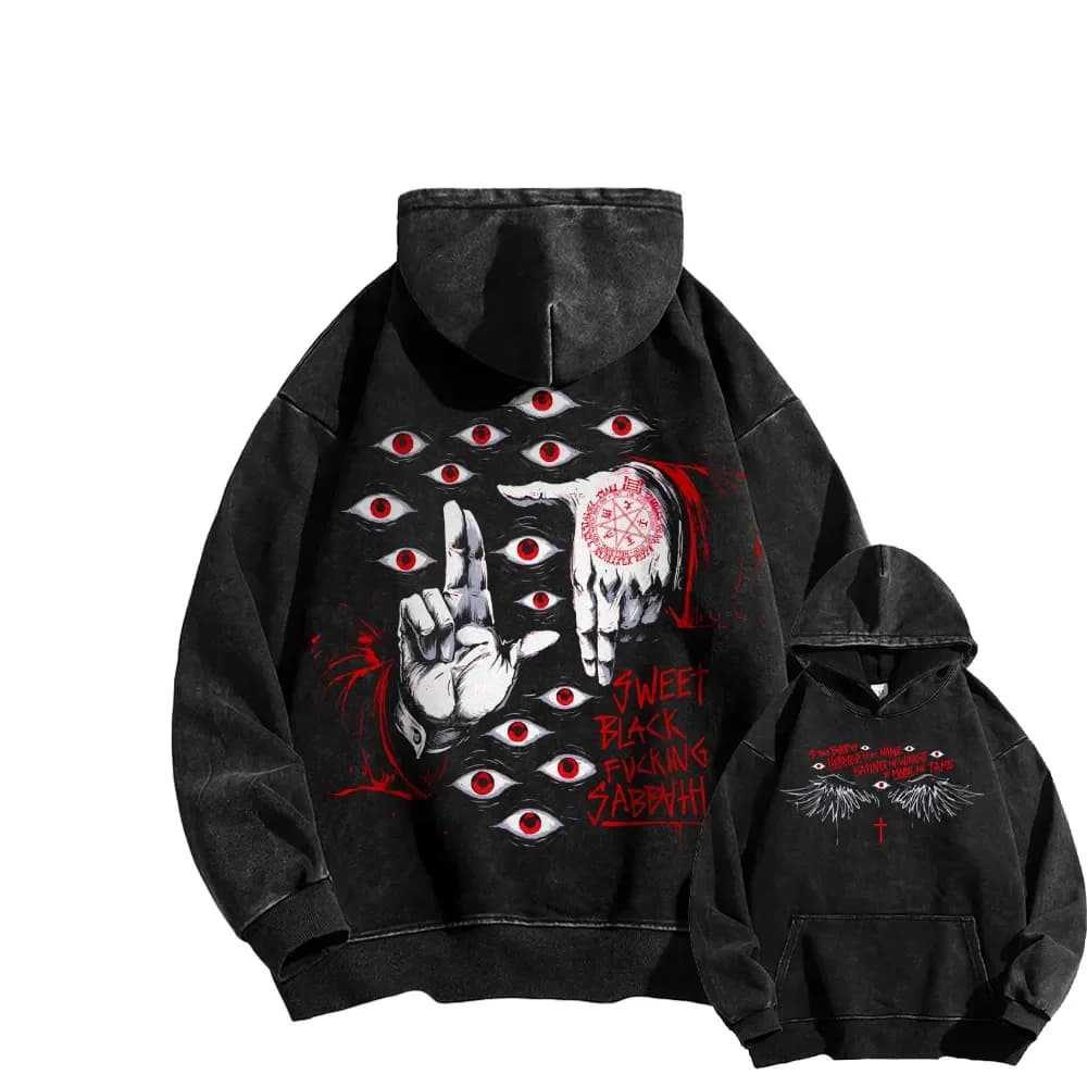 Anime Hellsing Alucard Printing Hooded Men Women Cotton Hoodies Vintage Washed Pullover Harajuku Male Oversized Sweatshirt
