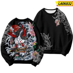 Chinese Dragon Print Hoodie Sweatshirt Autumn Japanese Casual Oversized Sweatshirts Hip Hop Pullover Women Men Clothing