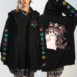 Genshin Impact Kaedehara Kazuha Hu Tao Zip Up Hoodie Unisex Hip Hop Streetwear Cartoon Genshin Xiao Mask Anime Zipper Hoodie Set