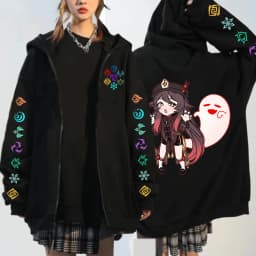 Genshin Impact Kaedehara Kazuha Hu Tao Zip Up Hoodie Unisex Hip Hop Streetwear Cartoon Genshin Xiao Mask Anime Zipper Hoodie Set