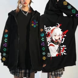 Genshin Impact Kaedehara Kazuha Hu Tao Zip Up Hoodie Unisex Hip Hop Streetwear Cartoon Genshin Xiao Mask Anime Zipper Hoodie Set