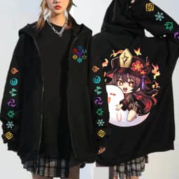Genshin Impact Kaedehara Kazuha Hu Tao Zip Up Hoodie Unisex Hip Hop Streetwear Cartoon Genshin Xiao Mask Anime Zipper Hoodie Set