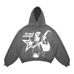 New Street Gothic Casual Letter Blast Print Pattern Men Clothing Fashion Hoodie Harajuku Retro Y2K Hoodie Sweatshirt