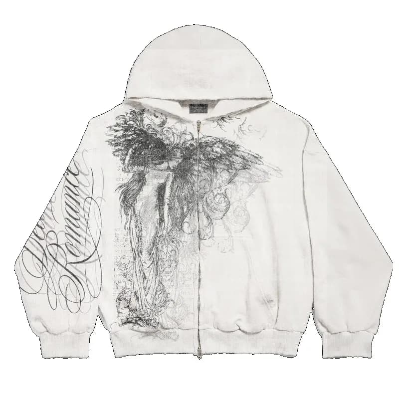 Y2k Obsessed Zip Up Hoodie Trendy Goddess Painting Couple Sweatshirt Harajuku Retro Hip Hop Streetwear Unisex Boxy Casual Hoodie