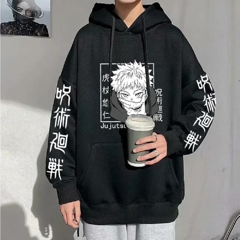 Hoody Anime Print Sweatshirts Jujutsu Kaisen Men's Hoodie Harajuku Autumn Winter Streetwear Clothes Yuji Itadori Hoodies