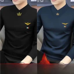 Men's Long Sleeve V-Neck T-Shirt Fleece Lined Thickened Autumn Winter Base Layer Top Warm Trendy Inner Wear Standard Fit Poly...