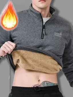 Winter Sweatshirt Men Long Sleeves Men Fleece Lined Warm Sweatshirt Pure Color Quarter Zip Sweatshirt Thicken Plus Size 8XL