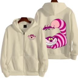 Cheshire Cat Cartoon Anime Women Zipper Hoodie Spring Autumn Men Sweatshirt 2025 New Fashion Couple Jackets Coats