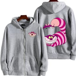 Cheshire Cat Cartoon Anime Women Zipper Hoodie Spring Autumn Men Sweatshirt 2025 New Fashion Couple Jackets Coats