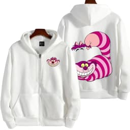 Cheshire Cat Cartoon Anime Women Zipper Hoodie Spring Autumn Men Sweatshirt 2025 New Fashion Couple Jackets Coats