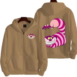 Cheshire Cat Cartoon Anime Women Zipper Hoodie Spring Autumn Men Sweatshirt 2025 New Fashion Couple Jackets Coats
